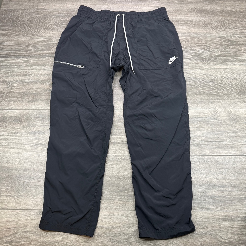 Nike Track Pants Mens XXL Black Essential Woven Windbreaker Zip Pocket Tapered
